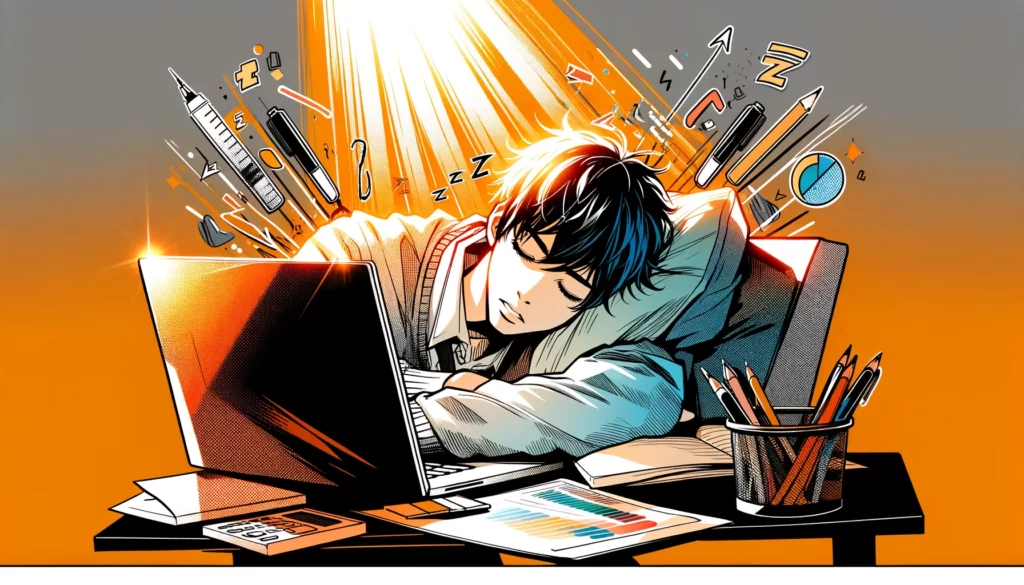 un étudiant qui dort sur son bureau